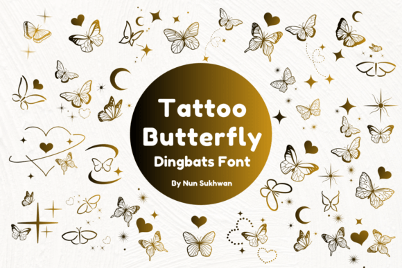 Tattoo Butterfly Font: Elegant Dingbats for Creative Design